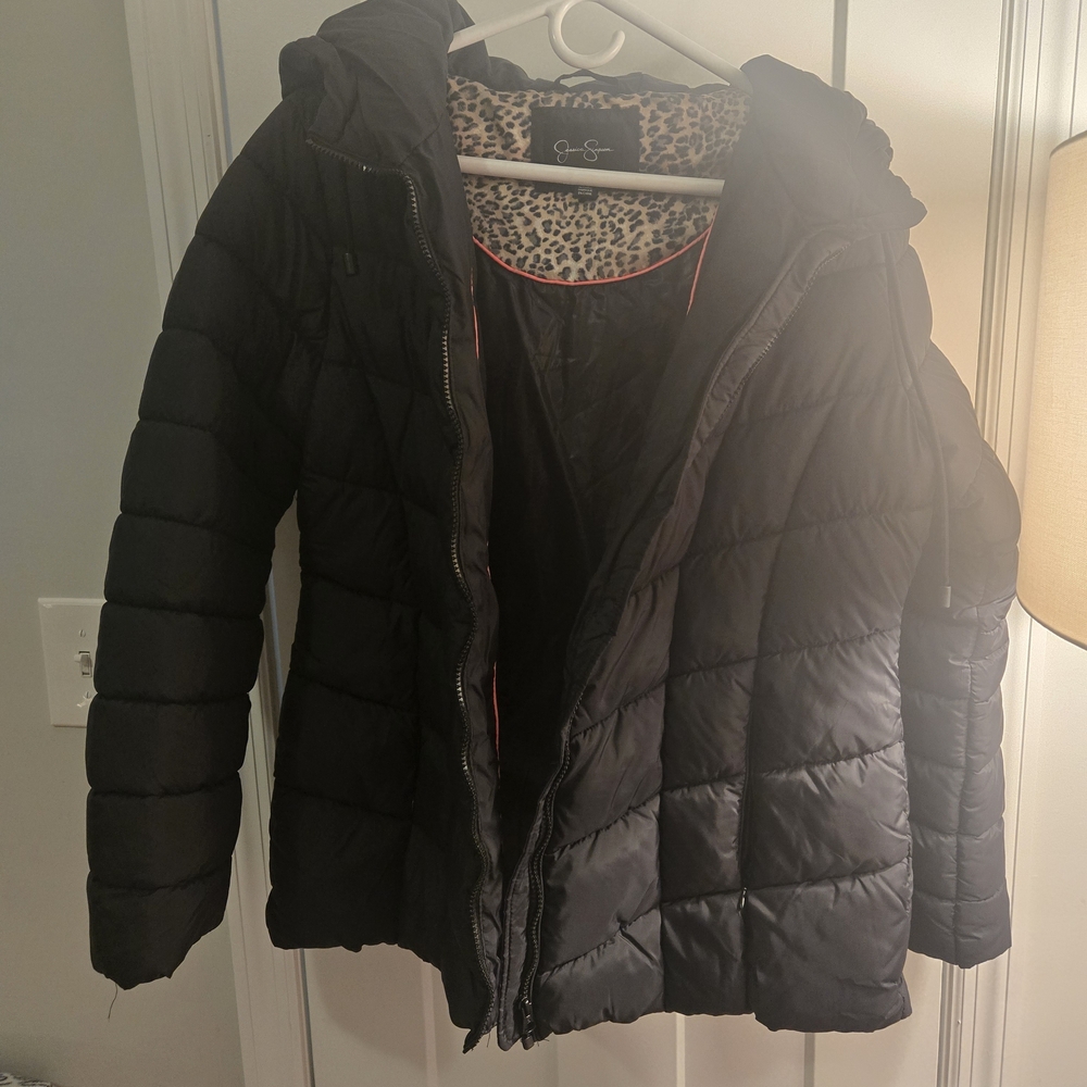 Jessica Simpson Black Jacket with Leopard Print